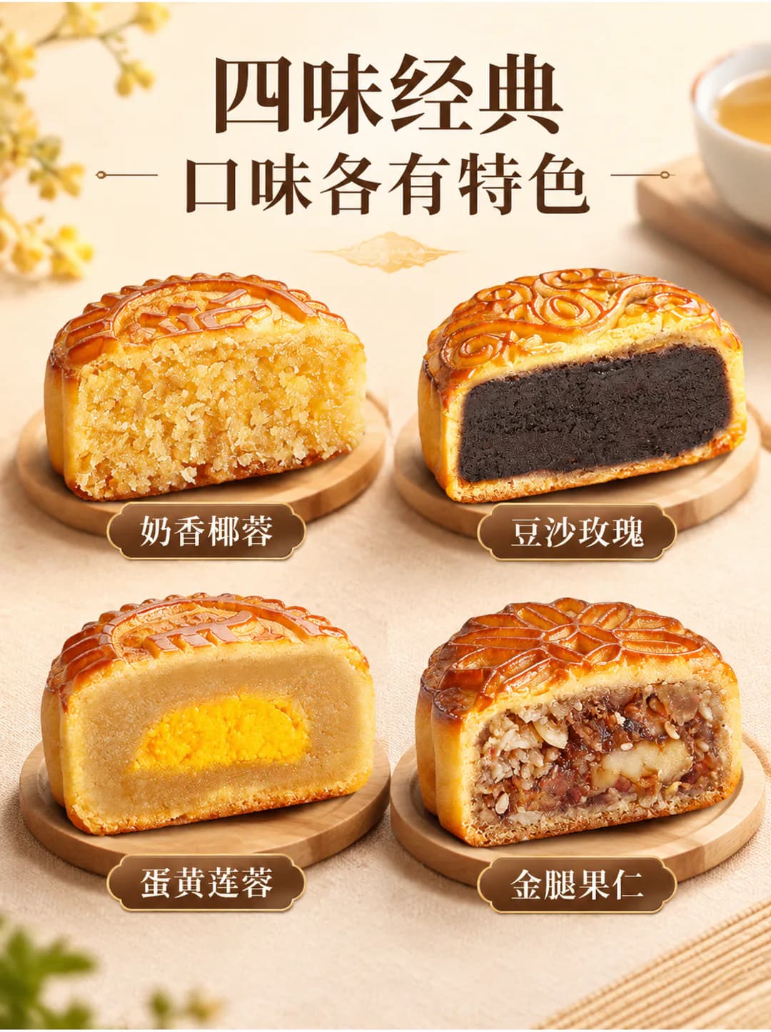 四味经典月饼详情图:四味经典